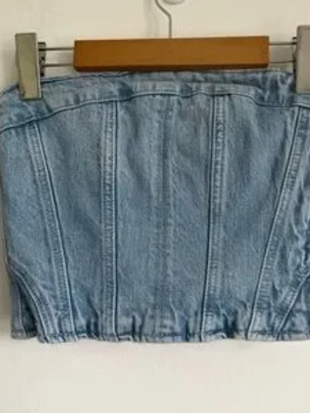 Zara Corset Inspired Denim Jean Sleeveless Crop Top - XS